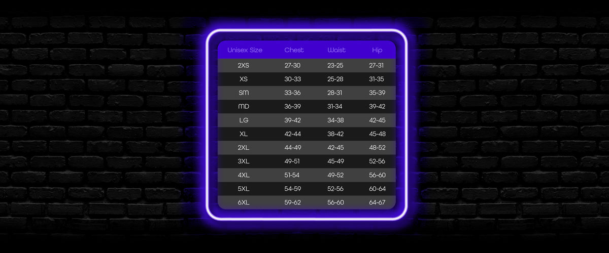 Size Chart – EPIC Bodywear